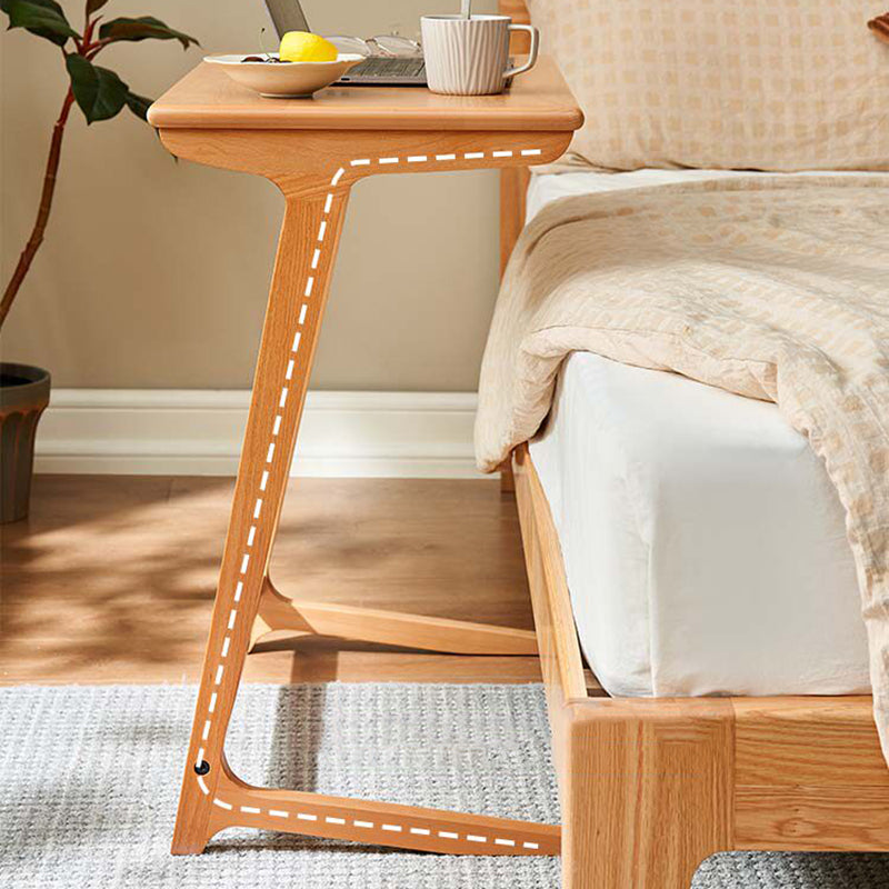 Solid Oak C-Shaped Side Table