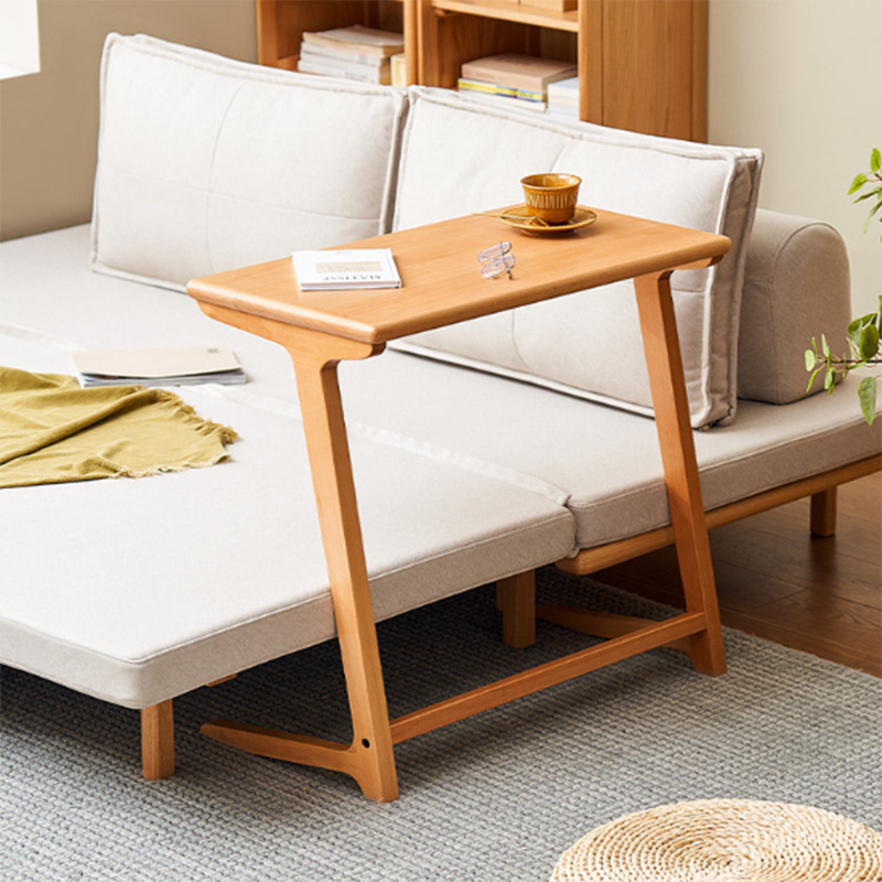 Solid Oak C-Shaped Side Table