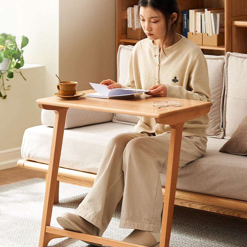 Solid Oak C-Shaped Side Table