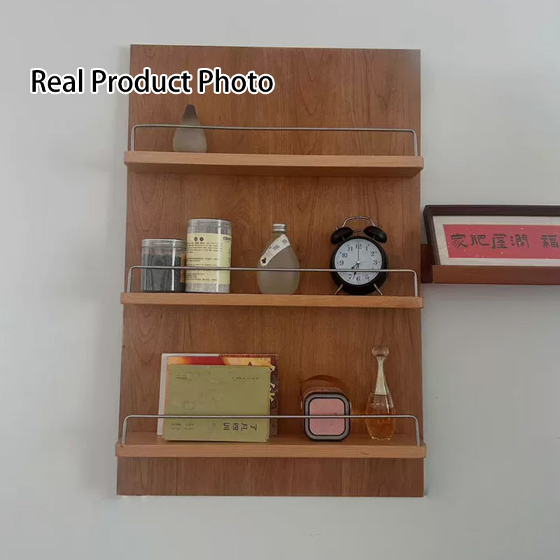 Cherry Wood Wall-Mounted Storage Shelf 3-Tier