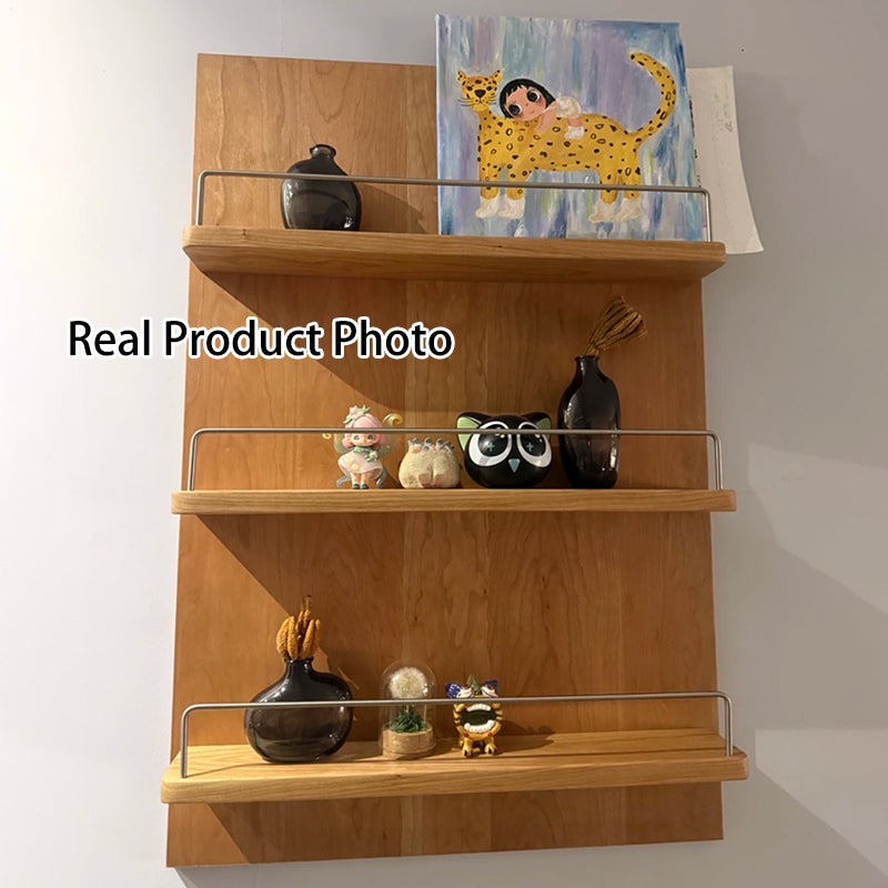 Cherry Wood Wall-Mounted Storage Shelf 3-Tier