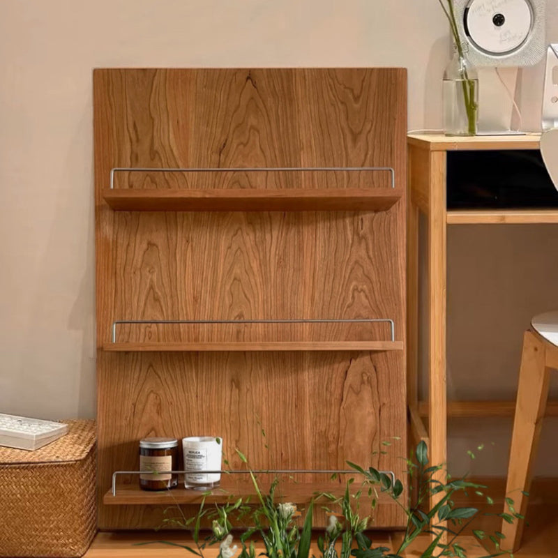 Cherry Wood Wall-Mounted Storage Shelf 3-Tier