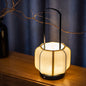Traditional Chinese Iron Silk Fabric Lantern Shape LED Table Lamp For Bedroom