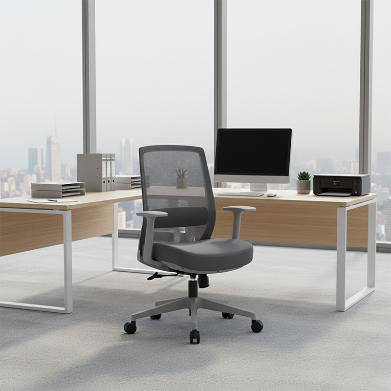 Gray Mid-Back Mesh Office Chair