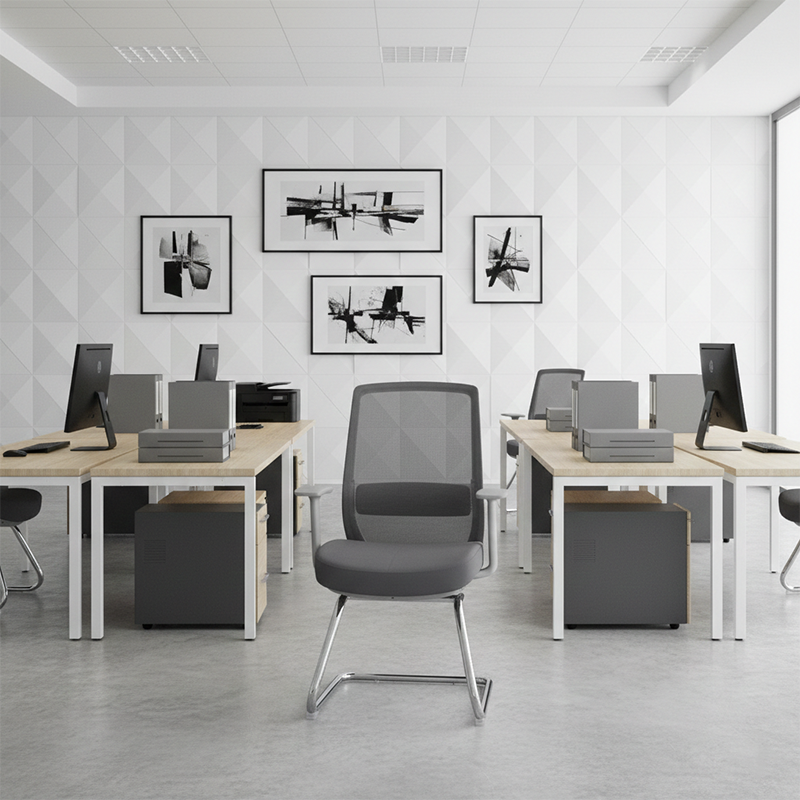 Gray Mesh Reception Visitor Chair