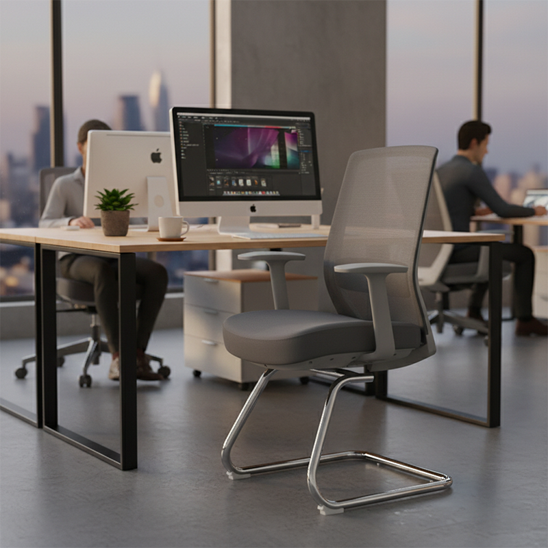 Gray Mesh Reception Visitor Chair