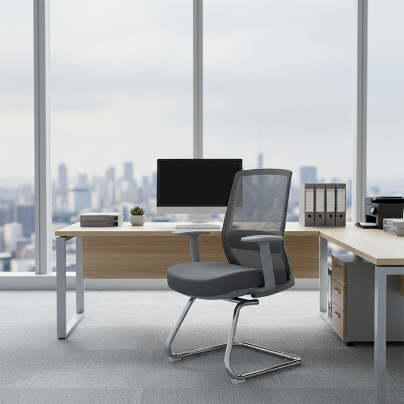 Gray Mesh Reception Visitor Chair