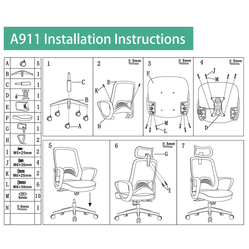 High-Back Adjustable Headrest Desk Chair