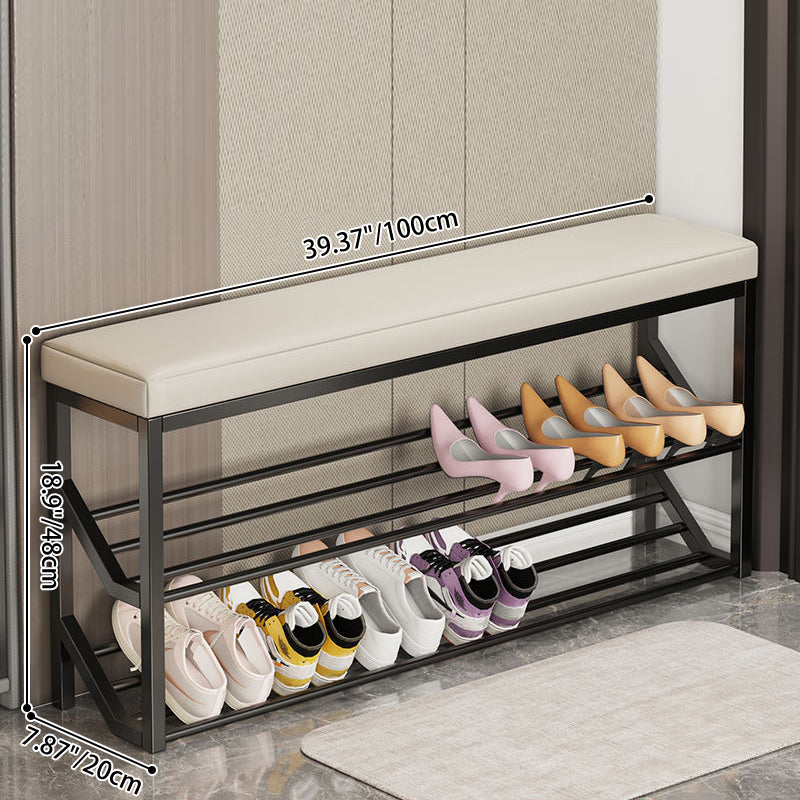 Faux Leather Shoe Bench