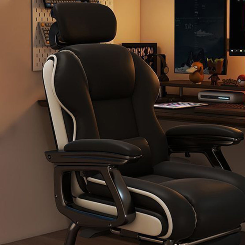 PU Leather Desk Chair with Footrest