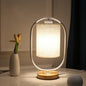 Contemporary Scandinavian Cylinder Solid Wood Fabric Metal 1-Light Table Lamp For Bedroom