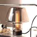 Modern Minimalist Mushroom Trapezoid Hardware Glass 1-Light Table Lamp For Bedroom