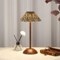 Traditional Vintage Conical Semicircular Base Metal Fabric LED Table Lamp For Bedroom