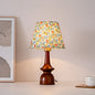 Traditional Vintage Round Table Solid Wood Fabric 1-Light Table Lamp For Bedroom