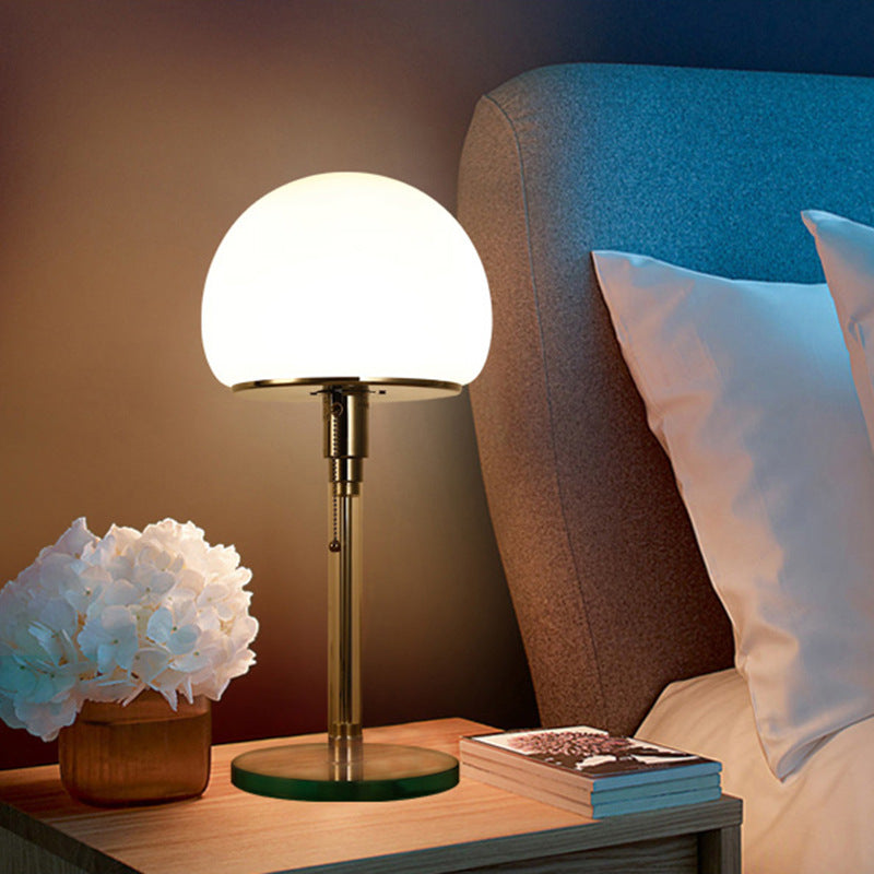 Contemporary Industrial Hemisphere Iron Glass 1-Light Table Lamp For Bedroom