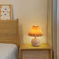 Modern Art Deco Rattan & Fabric Pleated Shade LED Table Lamp For Bedroom & Living Room