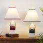 Traditional Vintage Resin & Fabric Rectangular Base Tapered Shade 1-Light Table Lamp For Bedroom & Living Room