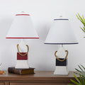 Traditional Vintage Resin & Fabric Rectangular Base Tapered Shade 1-Light Table Lamp For Bedroom & Living Room