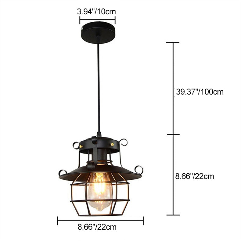 Industrial Iron Cage Pendant Light