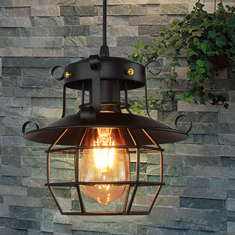Industrial Iron Cage Pendant Light