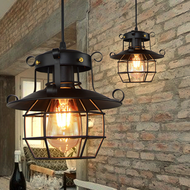 Industrial Iron Cage Pendant Light