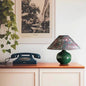 Modern Mid-Century Ceramic & Fabric Globe Base 1-Light Table Lamp For Living Room