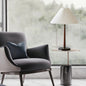 Modern Minimalist Metal Wood Pleated Fabric Cone Shade 1-Light Table Lamp For Living Room