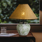 Traditional Chinese Ceramic Round Base Fabric Shade 1-Light Table Lamp For Living Room
