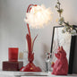 Traditional Chinese Iron Glass Floral Shade 1-Light Table Lamp For Bedroom