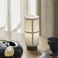 Traditional Japanese Fabric & Wood Cylindrical 1-Light Table Lamp For Bedroom