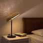 Modern Art Deco Iron & Bamboo Round Hat-Shaped LED Table Lamp For Bedroom