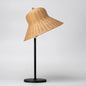 Modern Art Deco Iron & Bamboo Round Hat-Shaped LED Table Lamp For Bedroom