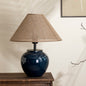 Contemporary Nordic Ceramic And Fabric Jar-Shaped 1-Light Table Lamp For Bedroom