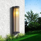 Modern Minimalist Waterproof Stainless Steel & Glass Cylinder 1-Light Wall Sconce Lamp For Outdoor Garden & Patio