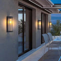 Modern Minimalist Waterproof Stainless Steel & Glass Cylinder 1-Light Wall Sconce Lamp For Outdoor Garden & Patio
