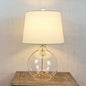 Traditional Rustic Glass & Fabric Round 1-Light Table Lamp For Bedroom And Living Room