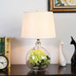 Traditional Rustic Glass & Fabric Round 1-Light Table Lamp For Bedroom And Living Room