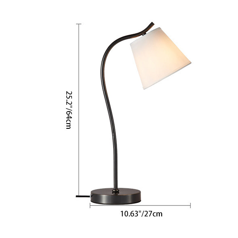 Modern Minimalist Brass & Fabric Round 1-Light Table Lamp For Bedroom And Living Room