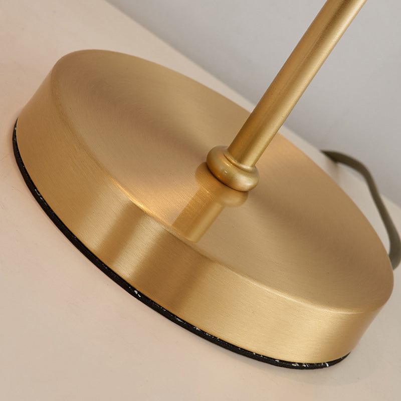 Modern Minimalist Brass & Fabric Round 1-Light Table Lamp For Bedroom And Living Room