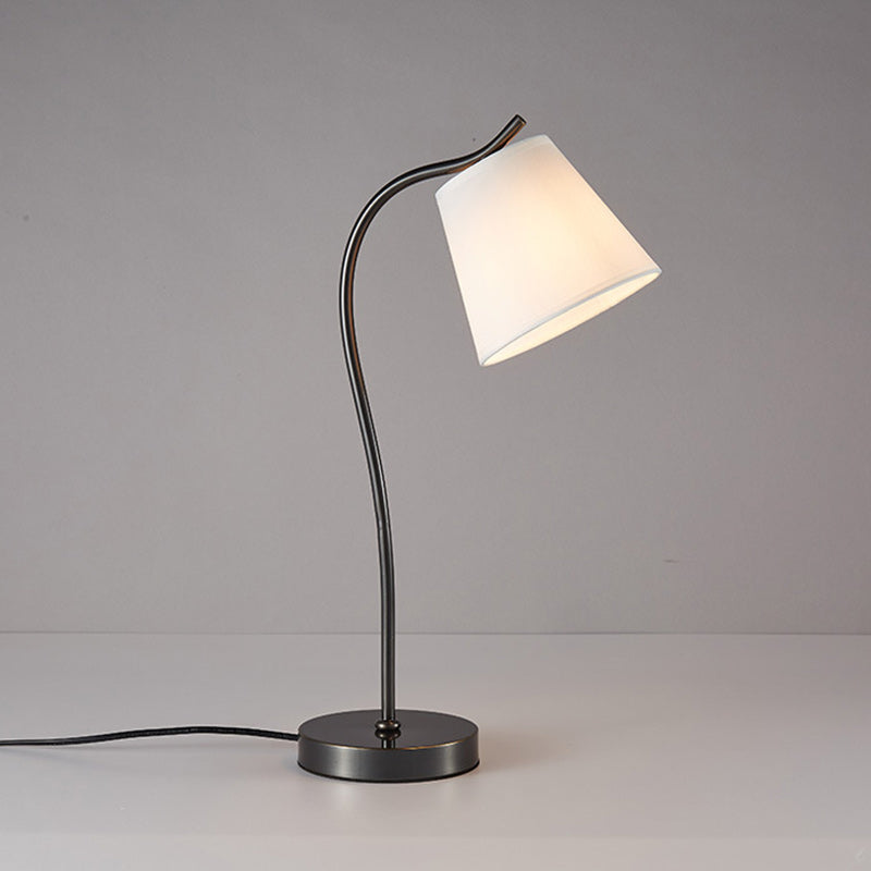 Modern Minimalist Brass & Fabric Round 1-Light Table Lamp For Bedroom And Living Room