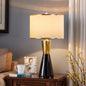 Contemporary Nordic Ceramic & Fabric Round 1-Light Table Lamp For Bedroom & Living Room