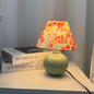 Modern Art Deco Ceramic & Fabric Round 1-Light Table Lamp For Bedroom & Living Room