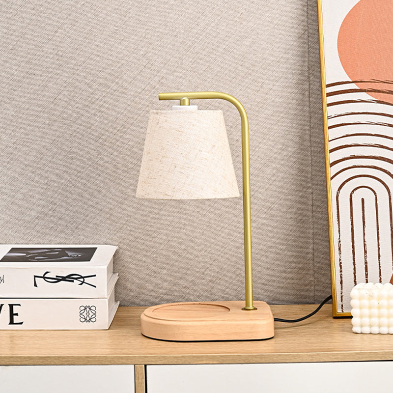 Modern Minimalist Metal, Wood & Fabric Round Oval 1-Light Melting Wax Table Lamp For Bedroom & Living Room