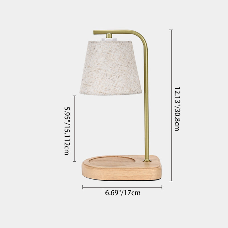 Modern Minimalist Metal, Wood & Fabric Round Oval 1-Light Melting Wax Table Lamp For Bedroom & Living Room