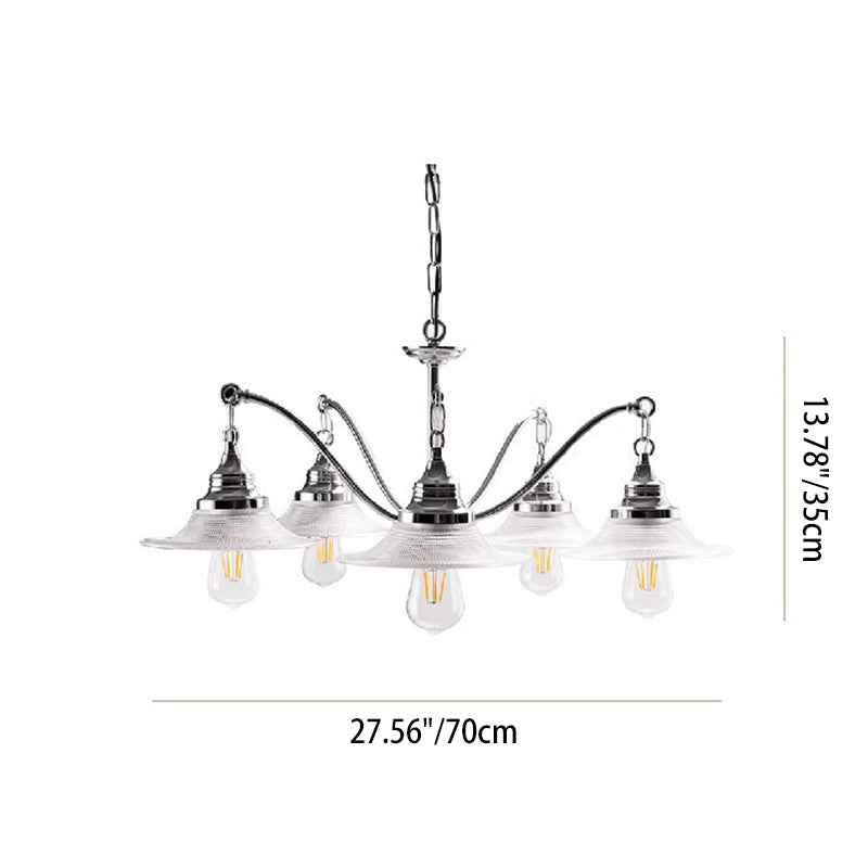 Industrial Glass Saucer 3/5-Light Chandelier