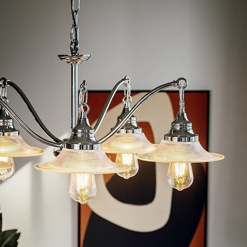 Industrial Glass Saucer 3/5-Light Chandelier