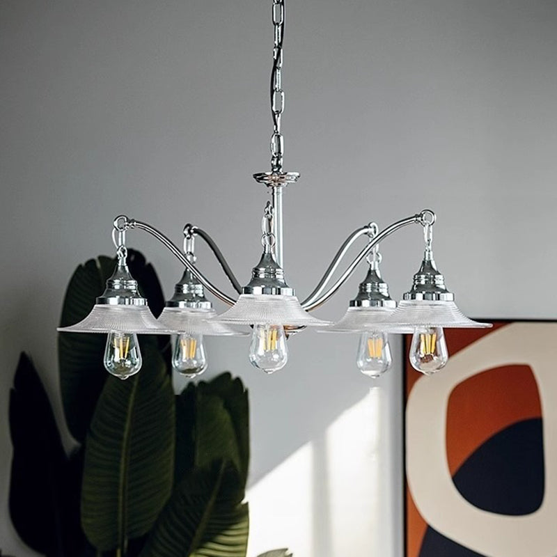 Industrial Glass Saucer 3/5-Light Chandelier