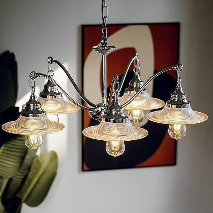 Industrial Glass Saucer 3/5-Light Chandelier
