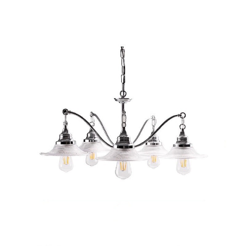 Industrial Glass Saucer 3/5-Light Chandelier