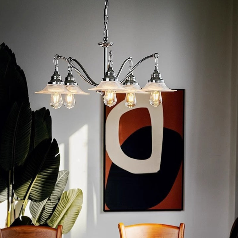 Industrial Glass Saucer 3/5-Light Chandelier